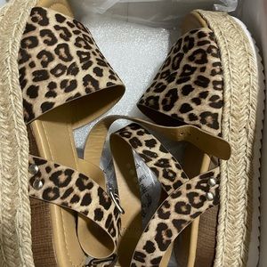 Leopard print platform sandals